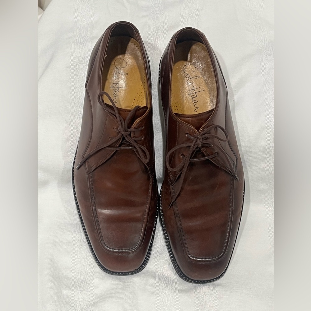 Men's Dark Brown Leather COLE HAAN EATON APRON TOE DERBYLace-Up Shoes, SIZE 9.5M - Picture 3 of 9